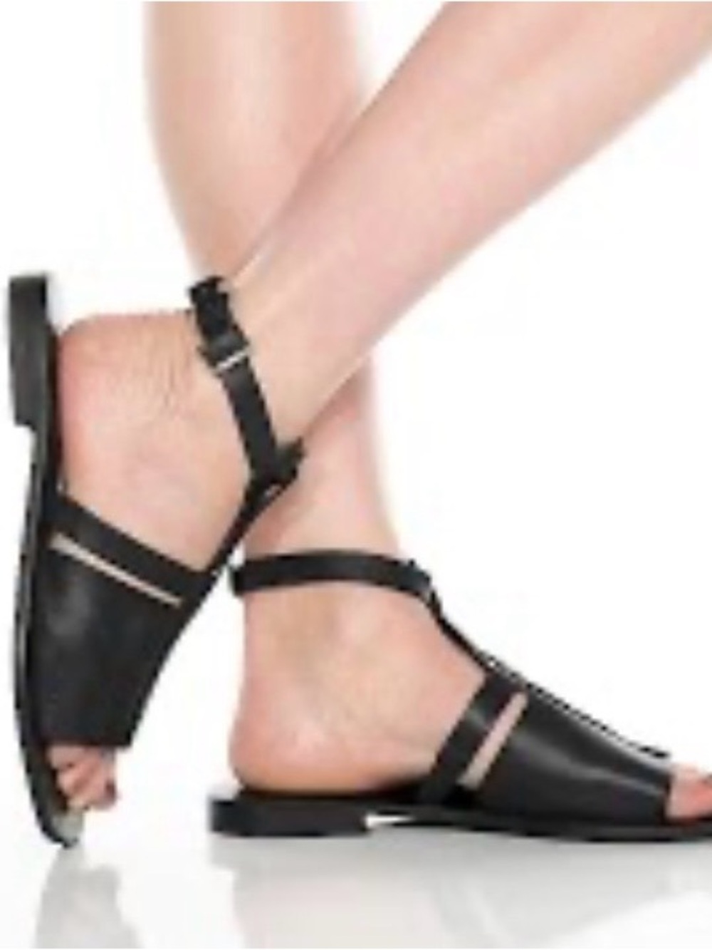 Free People Long Weekend Black Leather Sandals